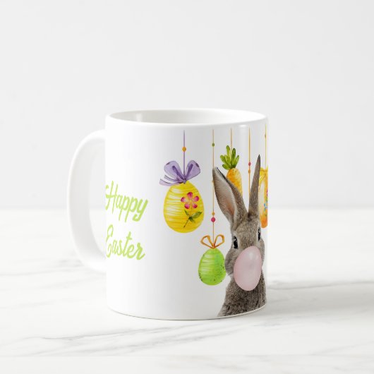 Happy Oaster Rabbit Blown Pink Bubble Gum Kaffeetasse (Vorderseite Links)