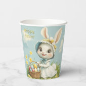 Happy Oaster Rabbit Eggs Daffodils Schmetterlinge Pappbecher (Rückseite)