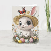 Happy Oaster Rabbit Eggs Ladybug Butterflies Karte (Vorderseite)