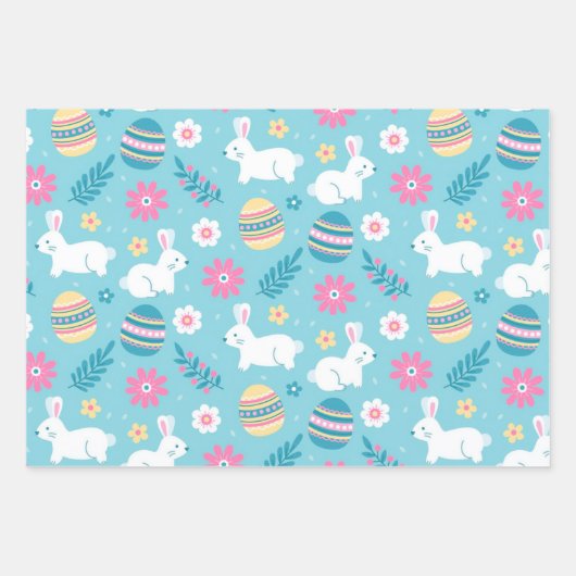 Happy Oaster Rabbit Floral Geschenkpapier Set (Vorderseite)