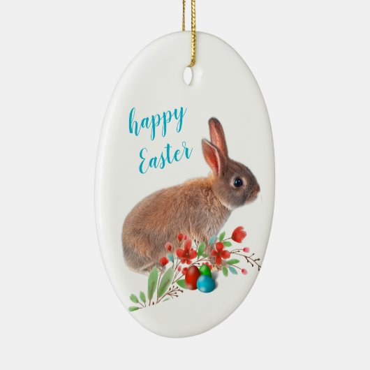 Happy Oaster Rabbit Holiday Keramik Ornament (Rechts)