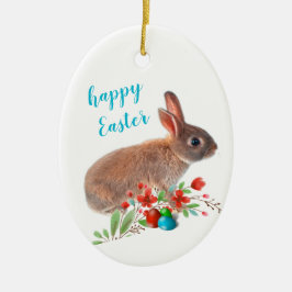Happy Oaster Rabbit Holiday Keramik Ornament