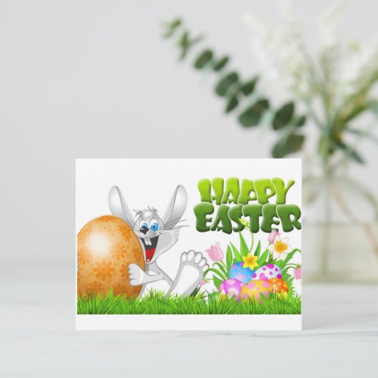 Happy Oaster Rabbit Postkarte (Stehend Vorderseite)