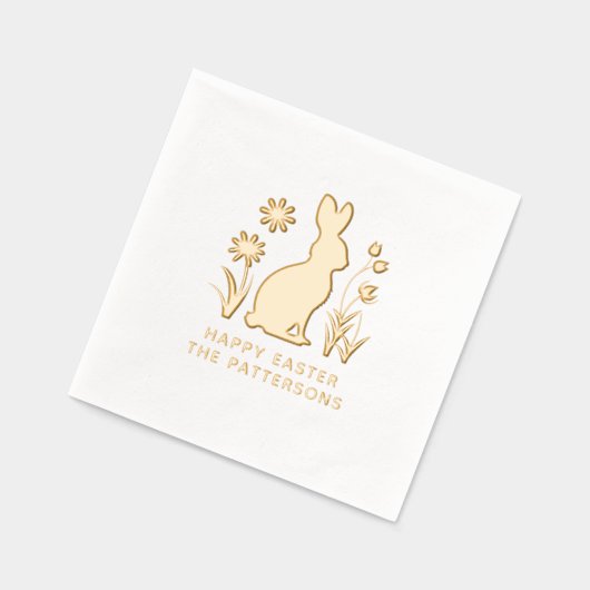 Happy Oaster Rabbit Spring Blumen Personalisiert Servietten Mit Folie (Links)