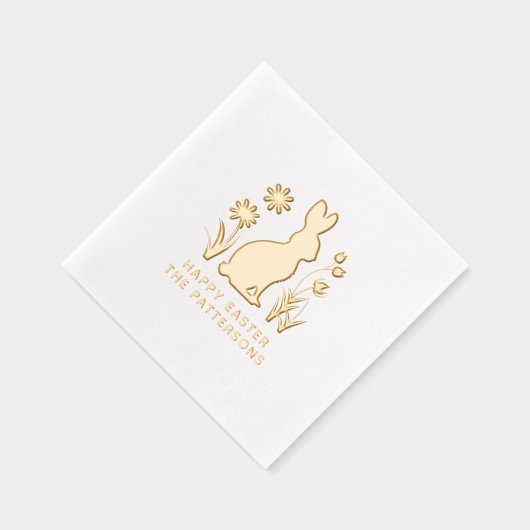 Happy Oaster Rabbit Spring Blumen Personalisiert Servietten Mit Folie (Rechts)
