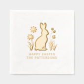 Happy Oaster Rabbit Spring Blumen Personalisiert Servietten Mit Folie (Vorderseite)