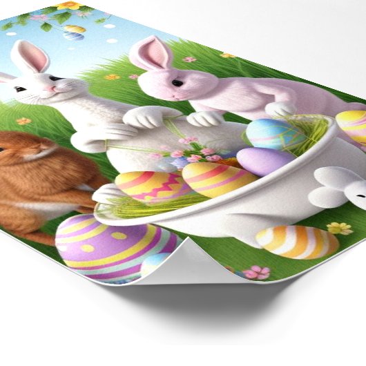 Happy Oaster Rabbits Poster (Ecke)