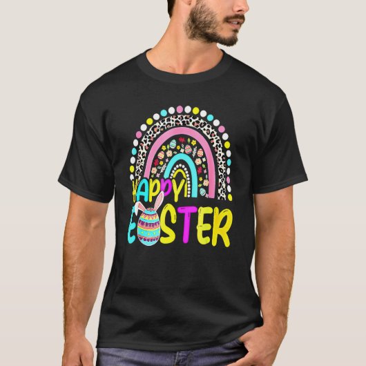 Happy Oaster Rainbow Bunny Rabbit Egg Jagdkolben T-Shirt (Vorderseite)