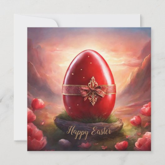 Happy Oaster Red egg Feiertagskarte (Vorderseite)