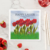 Happy Oaster: Red Tulips Floral Fotografy Egg Serviette (Beispiel)