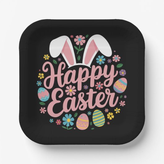 Happy Oaster Redewendungen Egg Bunny Pappteller (Vorderseite)