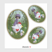 Happy Oaster - Reiten auf dem Hühnchen Aufkleber (Blatt)