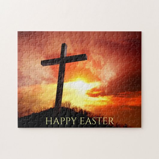 Happy Oaster Religious Cross Christianity thematis Puzzle (Horizontal)