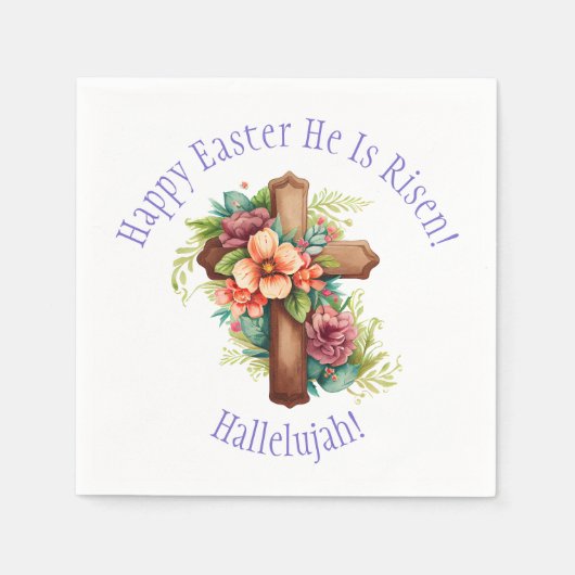Happy Oaster Religious He is Risen Hallelujah Serviette (Vorderseite)
