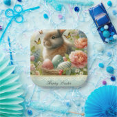 Happy Oaster Retro Bunny Rabbit Papierplatte Pappteller (Party)
