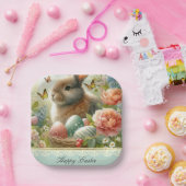 Happy Oaster Retro Bunny Rabbit Papierplatte Pappteller (Party)