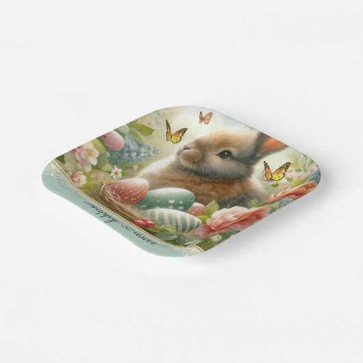 Happy Oaster Retro Bunny Rabbit Papierplatte Pappteller (Gewinkelt)