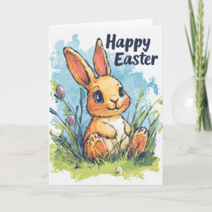 Happy Oaster Retro Cartoon Rabbit Feiertagskarte
