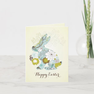 Happy Oaster Retro Floral Bunny Feiertagskarte
