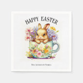 Happy Oaster Retro Wasserfarben Bunny Serviette (Vorderseite)