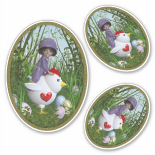 Happy Oaster - Riding on the hen Aufkleber