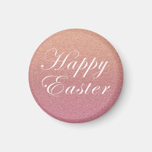 Happy Oaster Rose Gold Pink Sparkle Glitzer Style Magnet (Vorne)