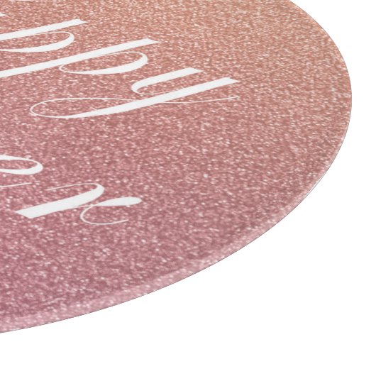 Happy Oaster Rose Gold Pink Sparkle Glitzer Style Schneidebrett (Ecke)