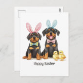 Happy Oaster Rottweiler Hunde Bunny Ears Postkarte (Vorne/Hinten)