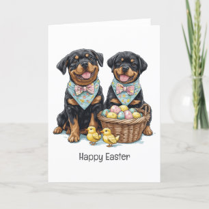 Happy Oaster Rottweiler Hunde Osterkorb Feiertagskarte