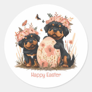 Happy Oaster Rottweiler Hunde Runder Aufkleber