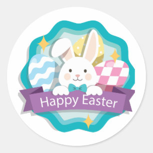 Happy Oaster Runder Aufkleber