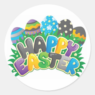 Happy Oaster Runder Aufkleber