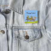 Happy Oaster Running Pastel Rabbits Button (Beispiel)