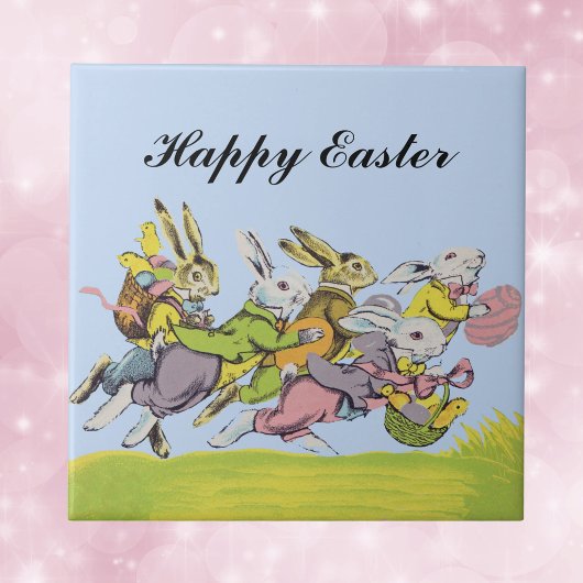 Happy Oaster Running Pastel Rabbits Fliese