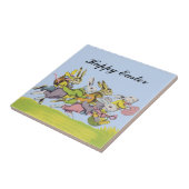 Happy Oaster Running Pastel Rabbits Fliese (Seite)