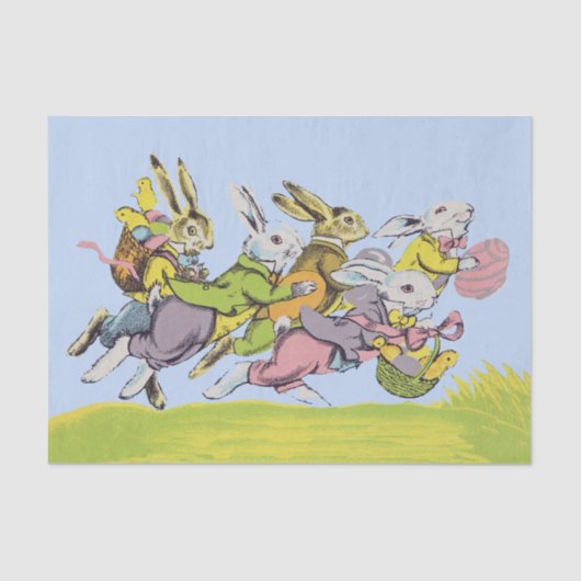 Happy Oaster Running Pastel Rabbits Seidenpapier (Vorderseite)