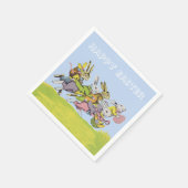 Happy Oaster Running Pastel Rabbits Serviette (Ecke)
