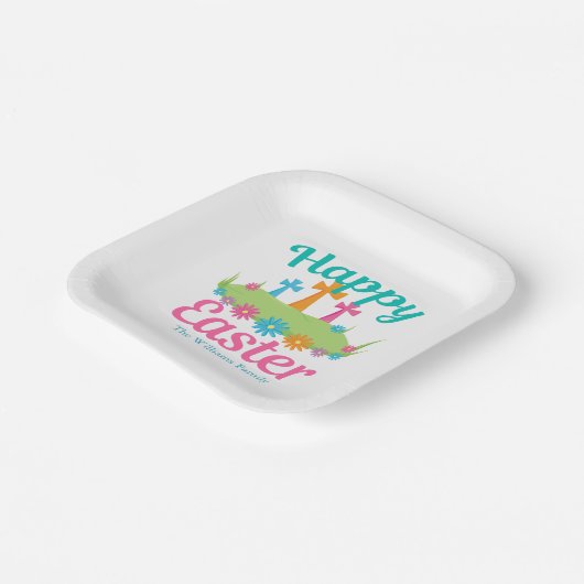Happy Oaster Schöne Blumenkreuze Maßgeschneidertes Pappteller (Gewinkelt)