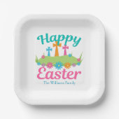 Happy Oaster Schöne Blumenkreuze Maßgeschneidertes Pappteller (Vorderseite)