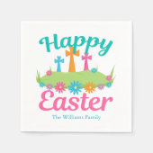 Happy Oaster Schöne Blumenkreuze Maßgeschneidertes Serviette (Vorderseite)