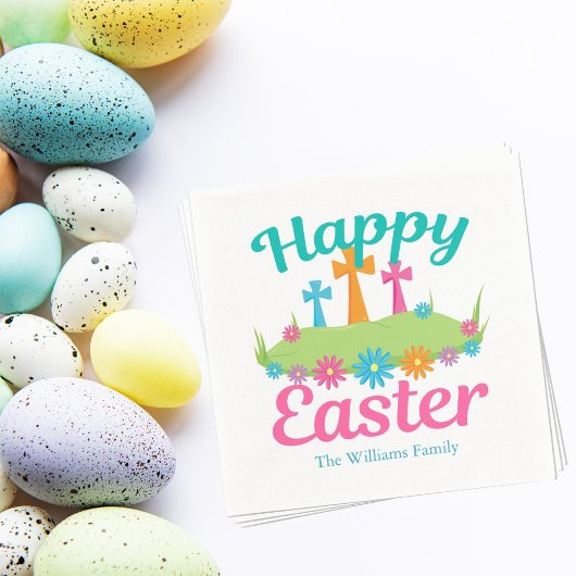 Happy Oaster Schöne Blumenkreuze Maßgeschneidertes Serviette