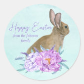 Happy Oaster Schöne Pastel Bunny Custom Party Runder Aufkleber (Vorderseite)