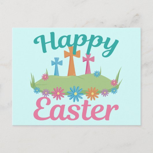 Happy Oaster Schöne religiöse Blume Crosses Postkarte (Vorderseite)