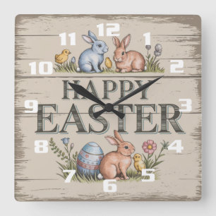 Happy Oaster Schönes Elegantes und rustikales Oste Quadratische Wanduhr