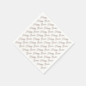 Happy Oaster Script Brown auf White Paper Napkin Serviette (Ecke)