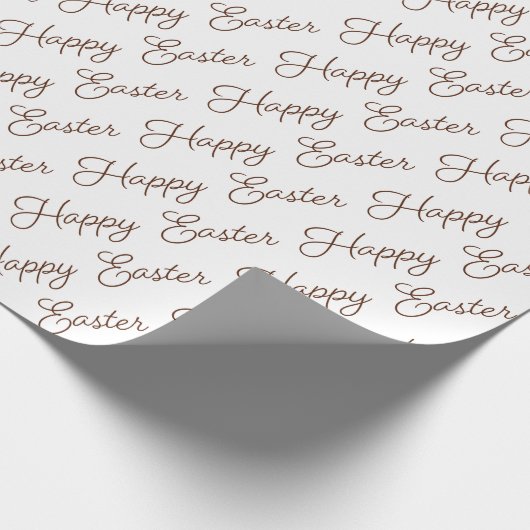 Happy Oaster Script Brown on White Wrapping Paper Geschenkpapier (Ecke)