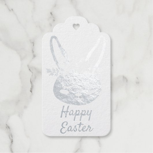 Happy Oaster Script Floral Crown Rabbit Geschenkanhänger (Vorderseite)