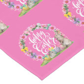Happy Oaster Script floral Pink Oster Bunny Egg Kurzer Tischläufer (Ecke)