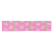 Happy Oaster Script floral Pink Oster Bunny Egg Kurzer Tischläufer (Horizontal)