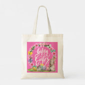 Happy Oaster Script floral Pink Oster Bunny Egg Tragetasche (Rückseite)